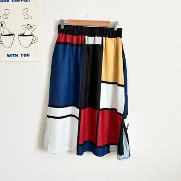 그라니프 플레어 스커트 피에트 몬드 소안 프린트 미들 기장