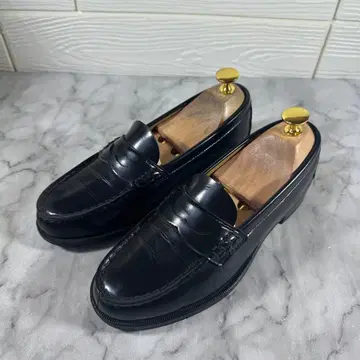 HARUTA 블랙 가죽 코인 로퍼 23.5cm