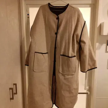 베이지 롱 코트 2 포켓