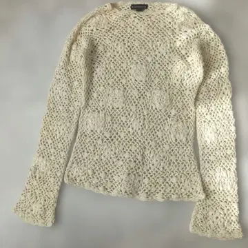 새상품급 알파카 100% 페루 레이스 니트 시스루 플레어 슬리브