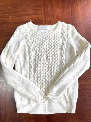 BEAUTY&YOUTH 아이보리 화이트 케이블 니트 스웨터 심플 F