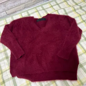 VIRGINIAQUALITY 버건디 V넥 스웨터