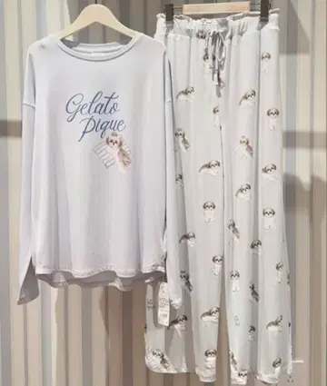 [ 상하의 세트 ] 젤라피케 젤라또피케 시추 패턴 룸웨어 블루