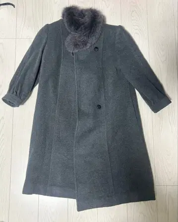 그레이 울 롱 코트 퍼 포함