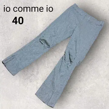 이오콤이오 스키니 팬츠 40 파랑 그린 올 패턴 자수 연중무휴 허리밴딩