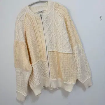 프릭스스토어 케이블 패치워크 지퍼 가디건