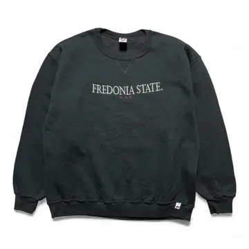구제 의류 뉴욕주립대학교 프리드니아 칼리지 전면 V 맨투맨 블랙