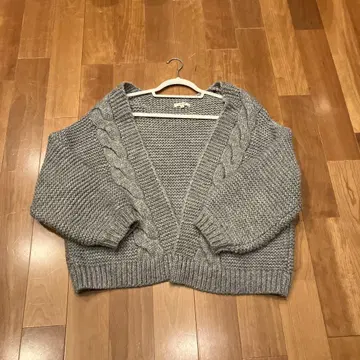 그레이 케이블 짜임 오버 사이즈 가디건