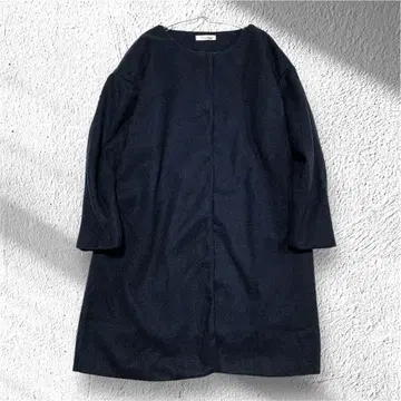 [ 패션 ] 롱 코트 스냅 버튼 포켓 있음 크루넥 긴팔 F