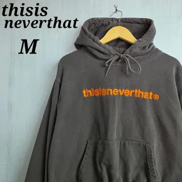 thisisneverthat 후드티 M 브라운 자수 로고 오렌지