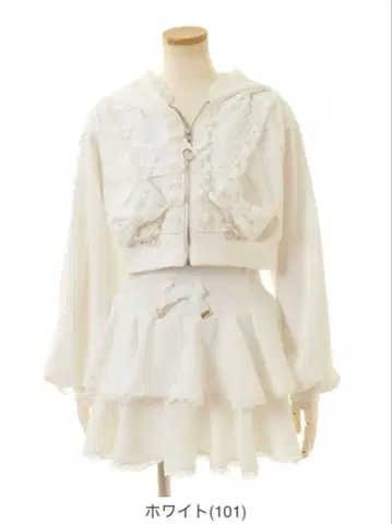 리즈리사 리본 후드티 셋업 화이트