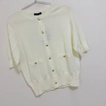 라난 [세탁 가능 시원한] 골드톤 버튼 5부 소매 니트 가디건