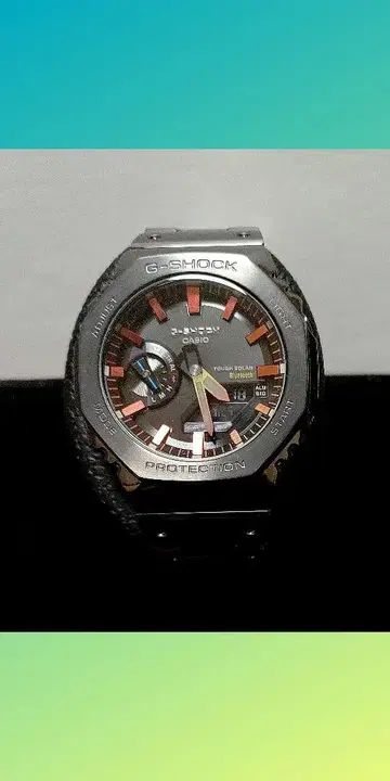 G-SHOCK 아날로그 디지털 시계 블랙/오렌지