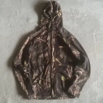 카모 패턴 후드 부착 집업 후드티 리얼 트리