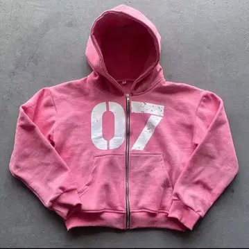 핑크 짧은 기장 지퍼 후드티 07