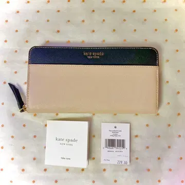 [ 새상품 미사용 ] kate spade 장지갑 블랙 x 베이지