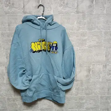 Kikety 스카이블루 강아지 캐릭터 그래픽 후드티