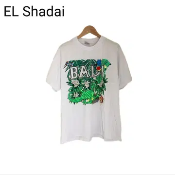 ELShadai 애니멀 T셔츠 프린트 발리 카멜레온 반팔 화이트 XL
