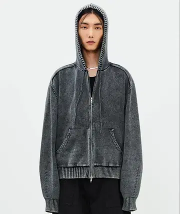 LMOOD 니트 후드티 차콜 46사이즈