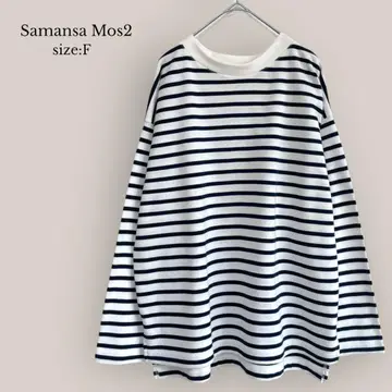 사만사 모스모스 Samansa Mos2 보더 티셔츠 루즈핏 네이비