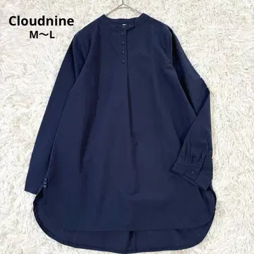 미사용 클라우드 나인 면 100% 밴드 카라 튜닉 네이비 M~L