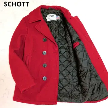 [레어 컬러] 쇼트 P 코트 퀼팅 닻 버튼 레드 S