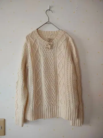 새상품 MUJI 여성용 아란 니트 L 아이보리