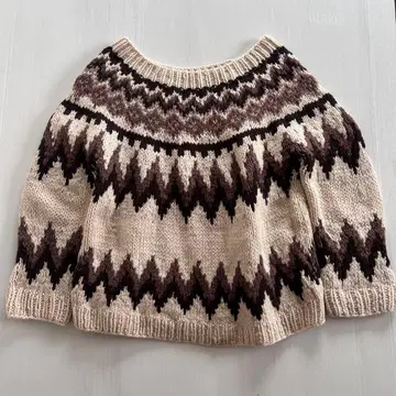 SLOBE IENA 노르딕 무늬 스웨터 화이트 브라운 긴팔 로우 게이지