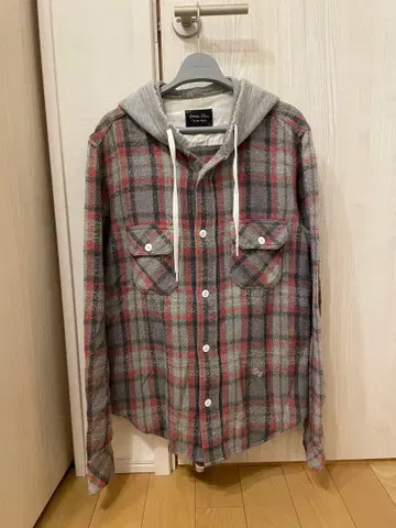 Number (N)ine 후드 부착 체크 무늬 플란넬 셔츠