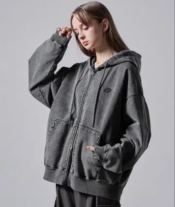 [새상품급] CLEL 빈티지 풀 집업 후드티 그레이 S사이즈