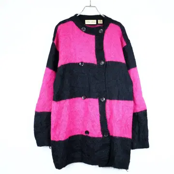 1980s 빈티지 모헤어 더블 브레스트 니트 가디건 스웨터 구제 의류