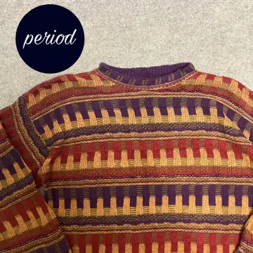 P2810 90s CROSSINGS 패턴 3D 코튼 니트 USA제