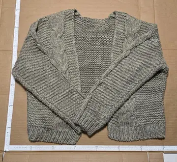 그레이 케이블 니트 루즈핏 오픈 프론트 긴팔 스웨터 오버사이즈