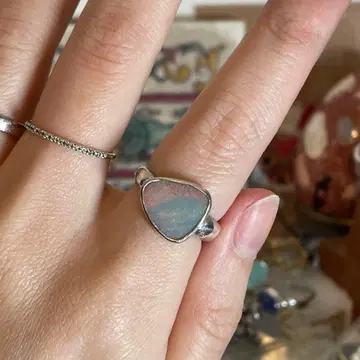 핸드메이드 실버 925 실버 반지 더블렛 볼더 오팔