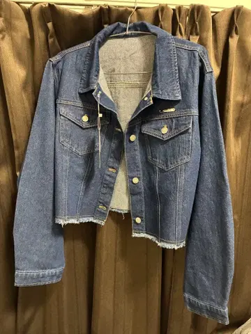 크롭 데님 자켓 XL 원워시