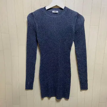 BLONDEY 리브 니트 미니 원피스