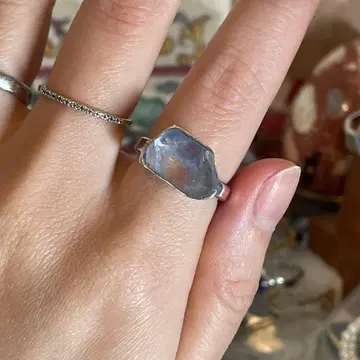 핸드메이드 실버925 실버 반지 듀모르티에라이트 인 쿼츠