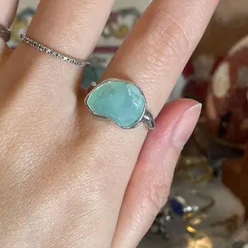 핸드메이드 실버 925 실버 반지 블루 오팔