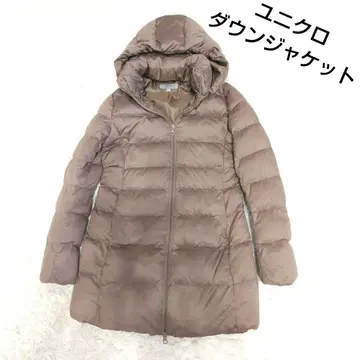 유니클로 후드 부착 다운 자켓 브라운
