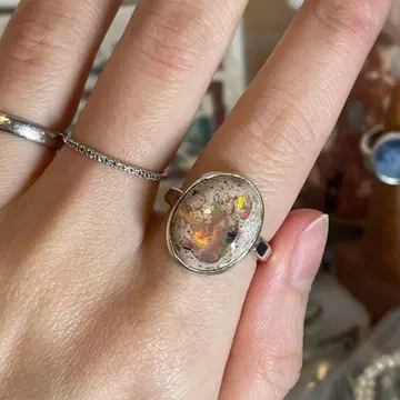 핸드메이드 실버 925 실버 반지 칸테라 오팔