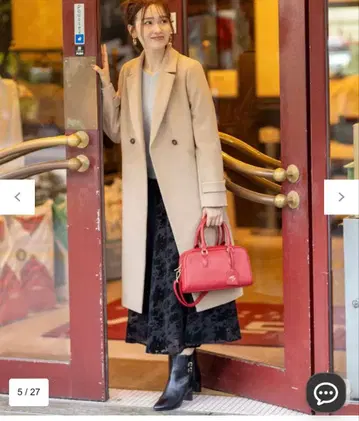 ANY SIS 울 라이크 롱 체스터 코트 라이트 베이지 S