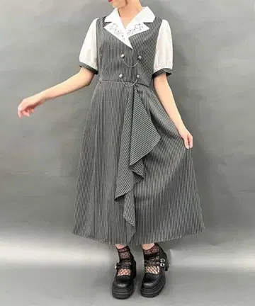 야간 자수 옷깃 도킹 원피스