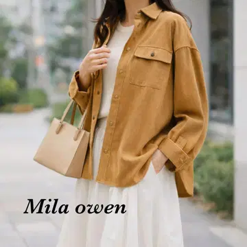 Mila owen 새상품급 플랩 디자인 패브릭 오버 셔츠