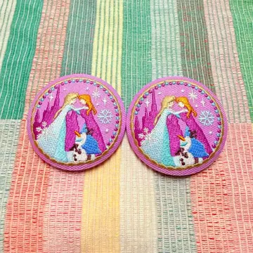 디즈니 자수 캔뱃지 아나와 눈의 여왕