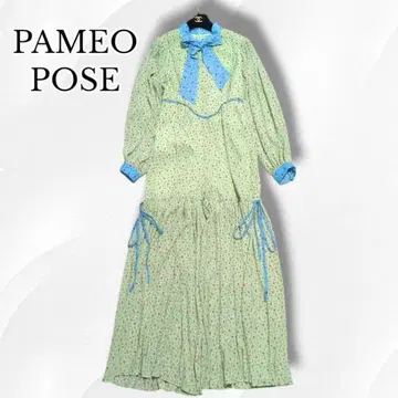 최근 PAMEO POSE 올인원 리본 꽃무늬 보타이 그린