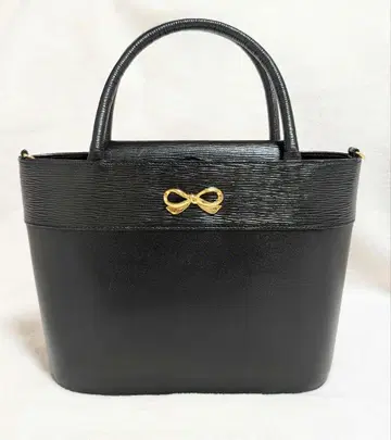 새상품급 하나에모리 리본 백 포멀 가죽 블랙 원통형