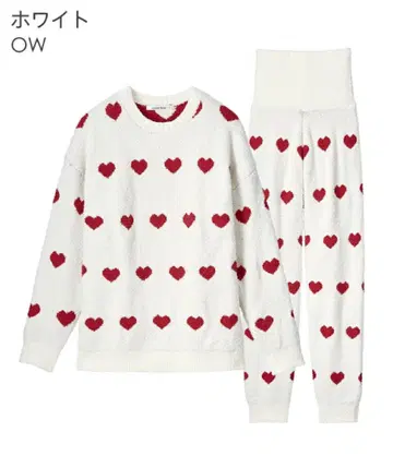 새상품 에메필 하트 무늬 니트 룸웨어 셋업 화이트 L 사이즈