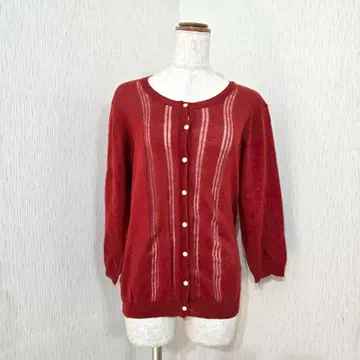 Loytaa 린넨코튼 니트 가디건 7부 소매 빨간색 ( M ) 일본제