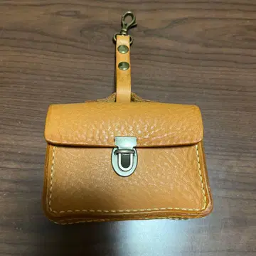 카멜 가죽 키케이스 스냅 버튼식