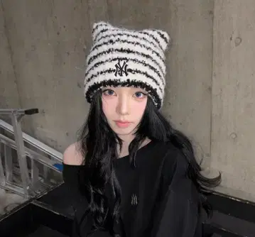 MLB KOREA 니트 모자 비니 NY 로고 보더 한국 한정판 aespa